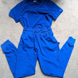 Royal blue jogger scrub set XS